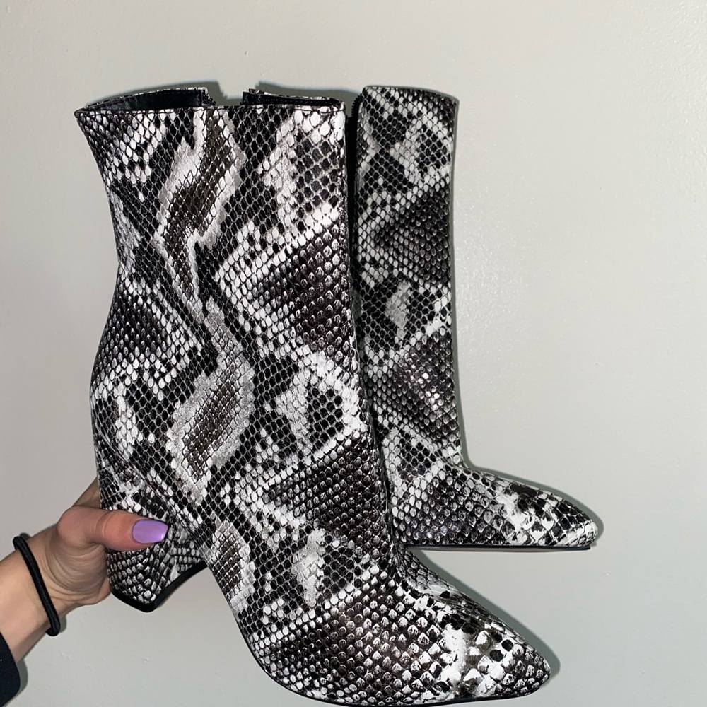 pretty little thing snakeskin booties